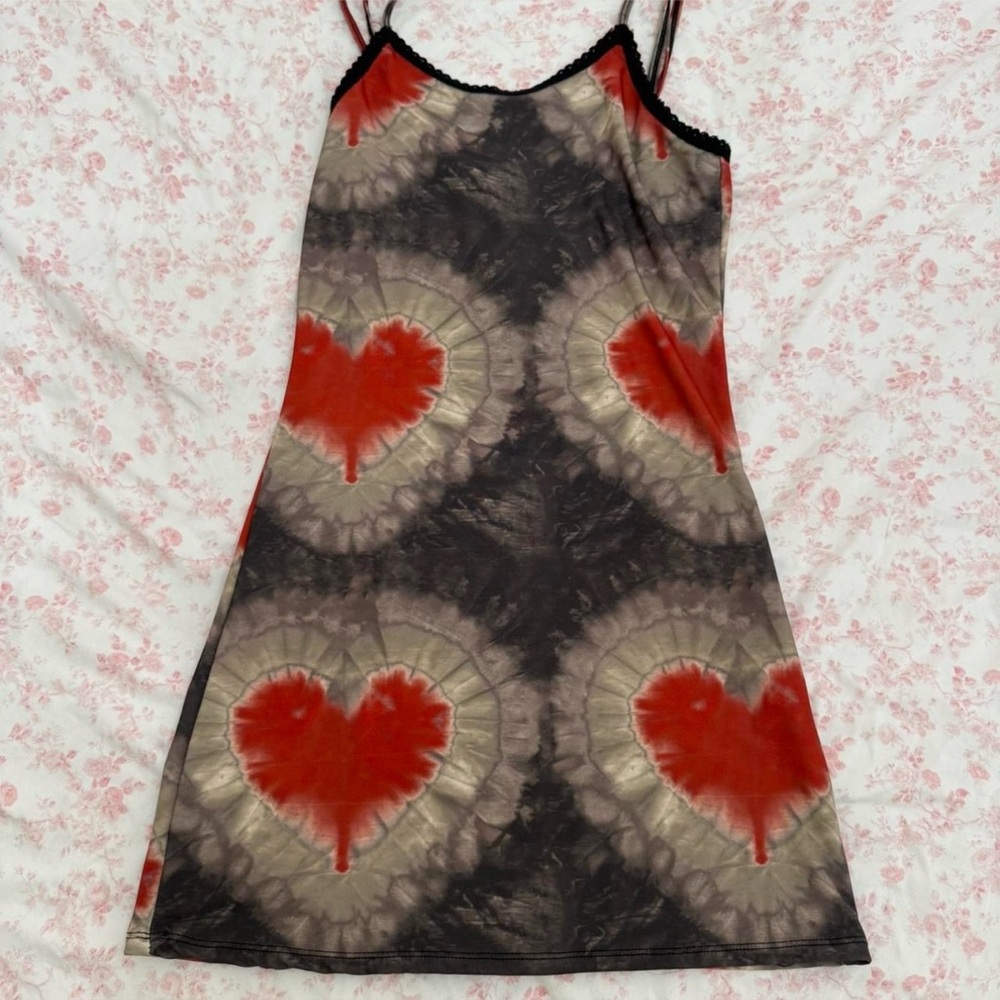 Omighty Red and Gray Heart Mini Dress